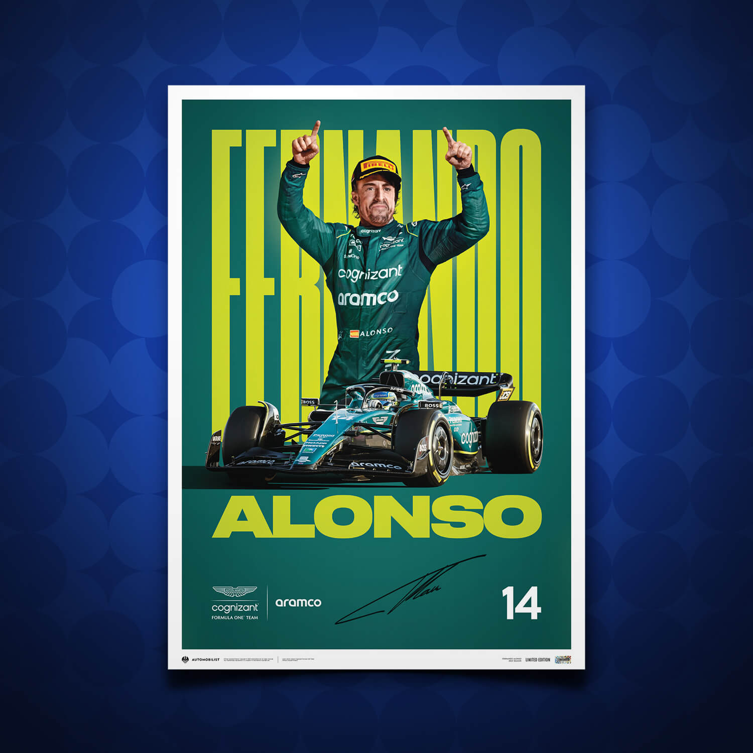 Signed by Fernando Alonso | 2023 Aston Martin Aramco Cognizant Formula One™ Team | Aston Martin Poster
