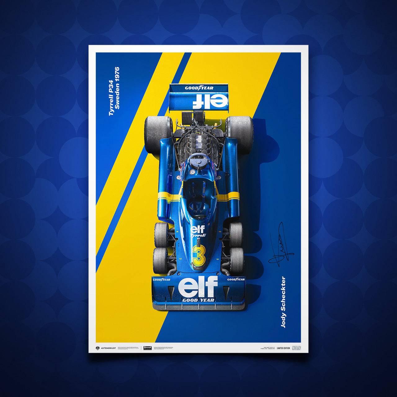 JODY SCHECKTER - TYRRELL P34 AT SWEDISH GRAND PRIX 1976 | SIGNED LIMITED EDITION  | Poster