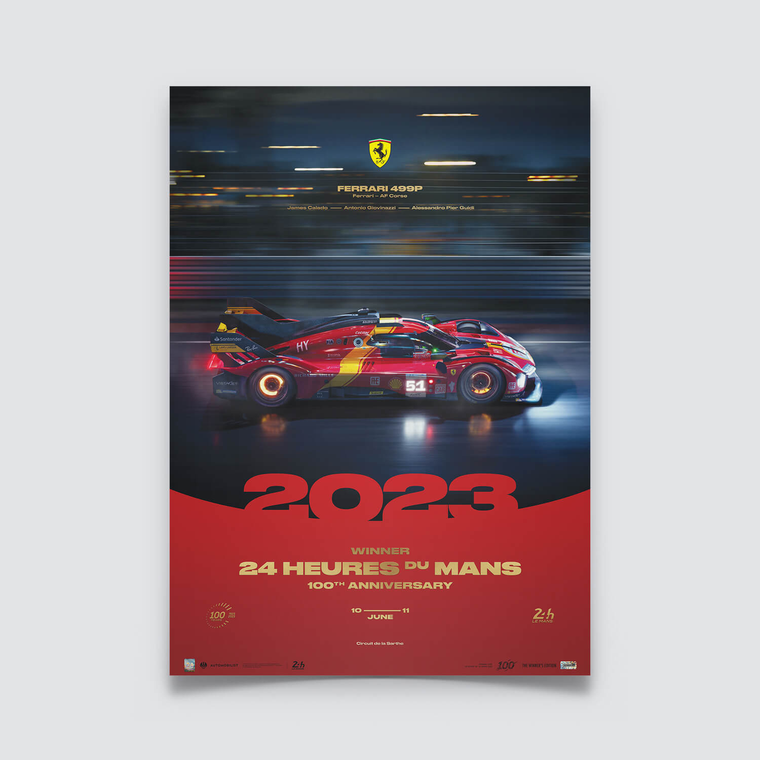 Ferrari 499P | 2023 100th Anniversary | 24h Le Mans Winners Poster
