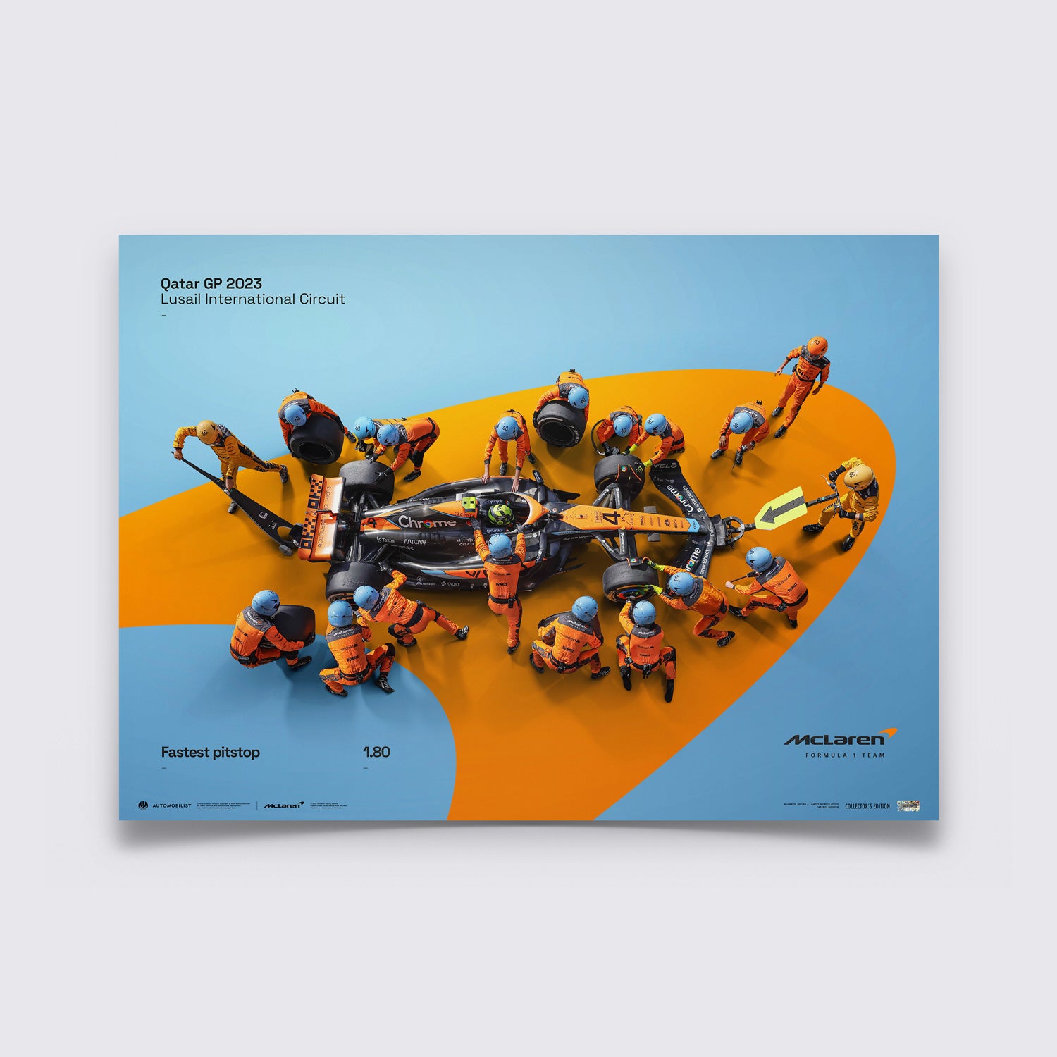 McLaren Formula 1 Team | 2023 World Record Fastest Pit Stop 1.80 | Collector's Edition McLaren Poster