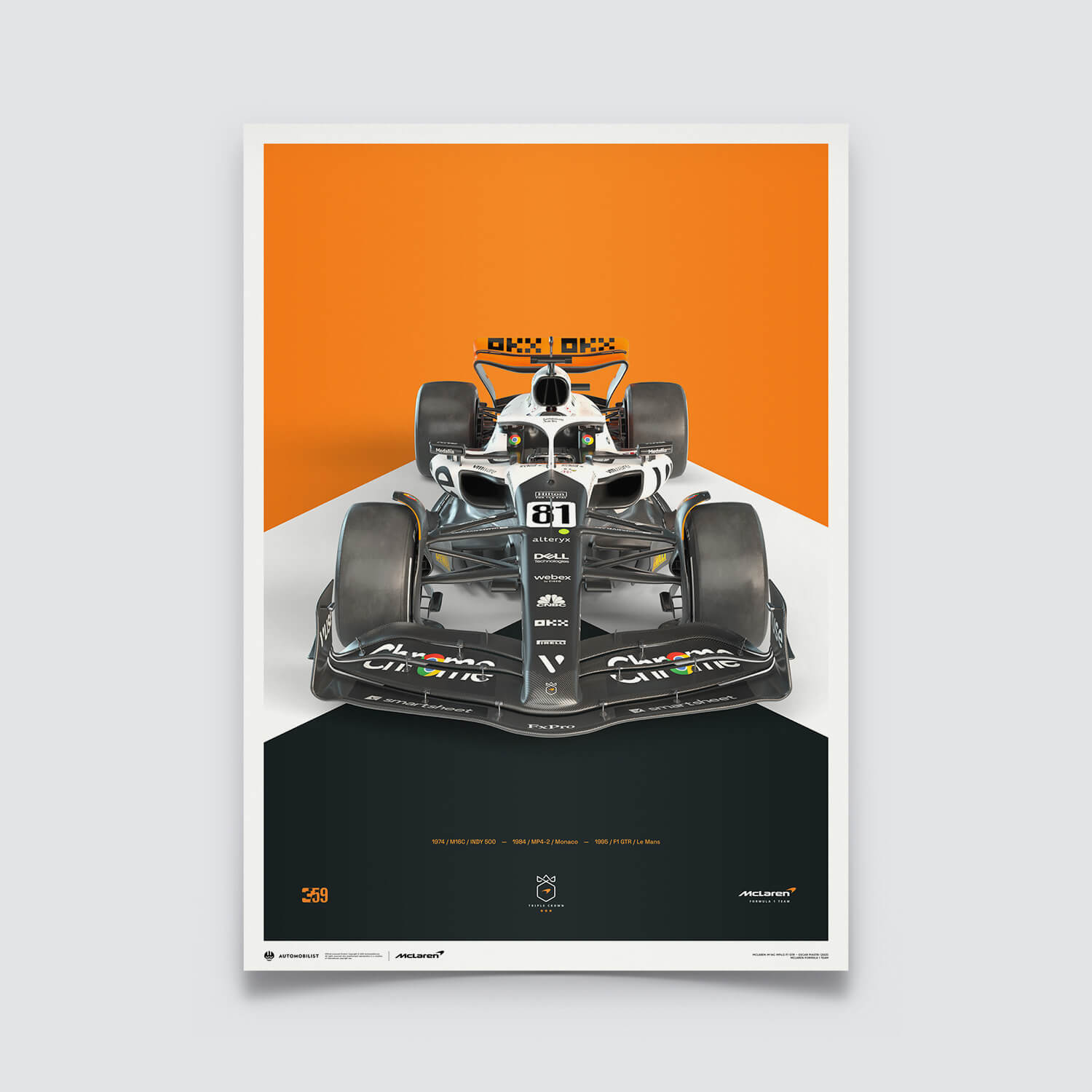 Oscar Piastri | 2023 The Triple Crown Livery 60th Anniversary | McLaren Formula 1 Team Poster