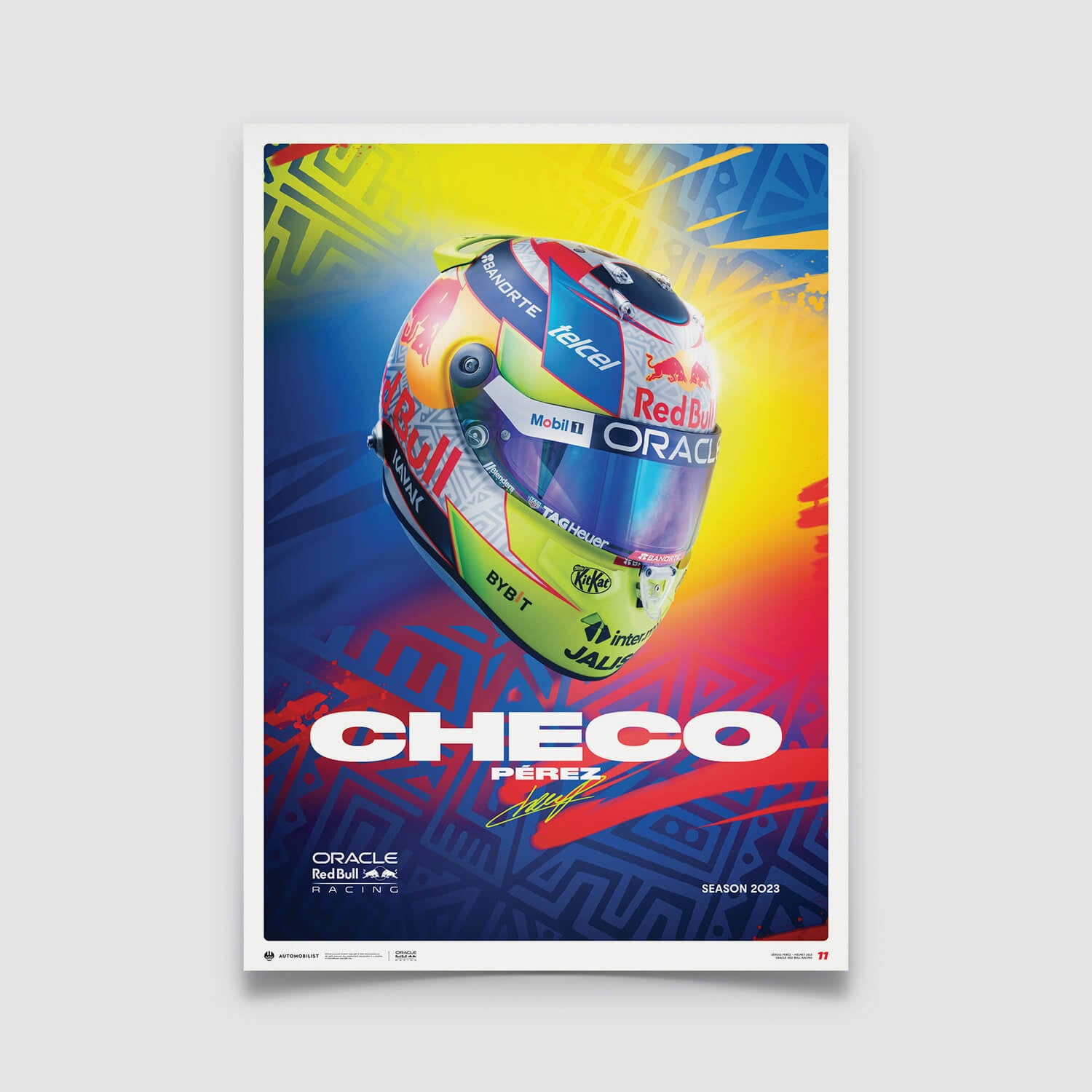 Sergio Pérez | 2023 Helmet | Oracle Red Bull Racing Poster