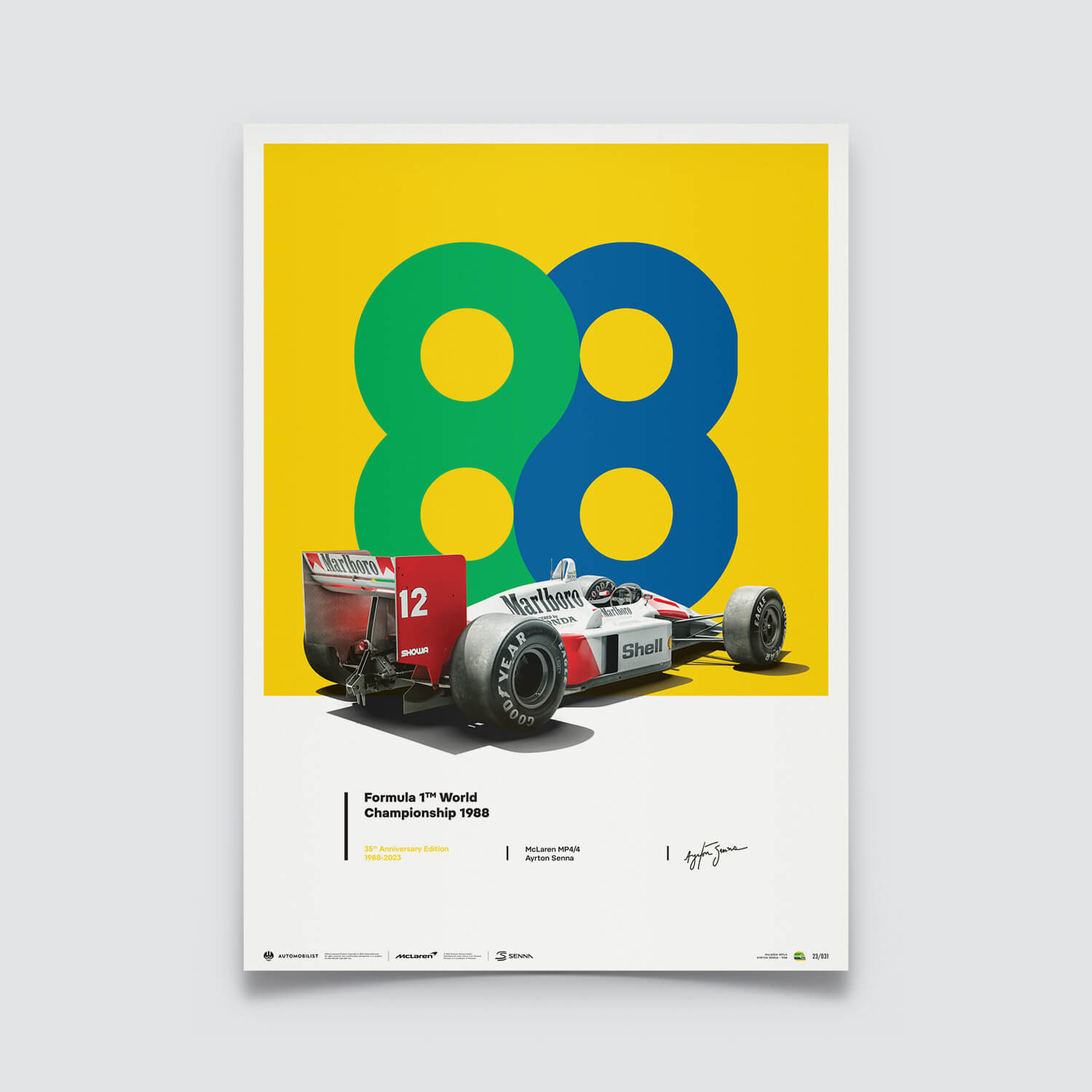 Ayrton Senna | 1988 35th Anniversary San Marino GP 88 | McLaren MP4/4 Poster