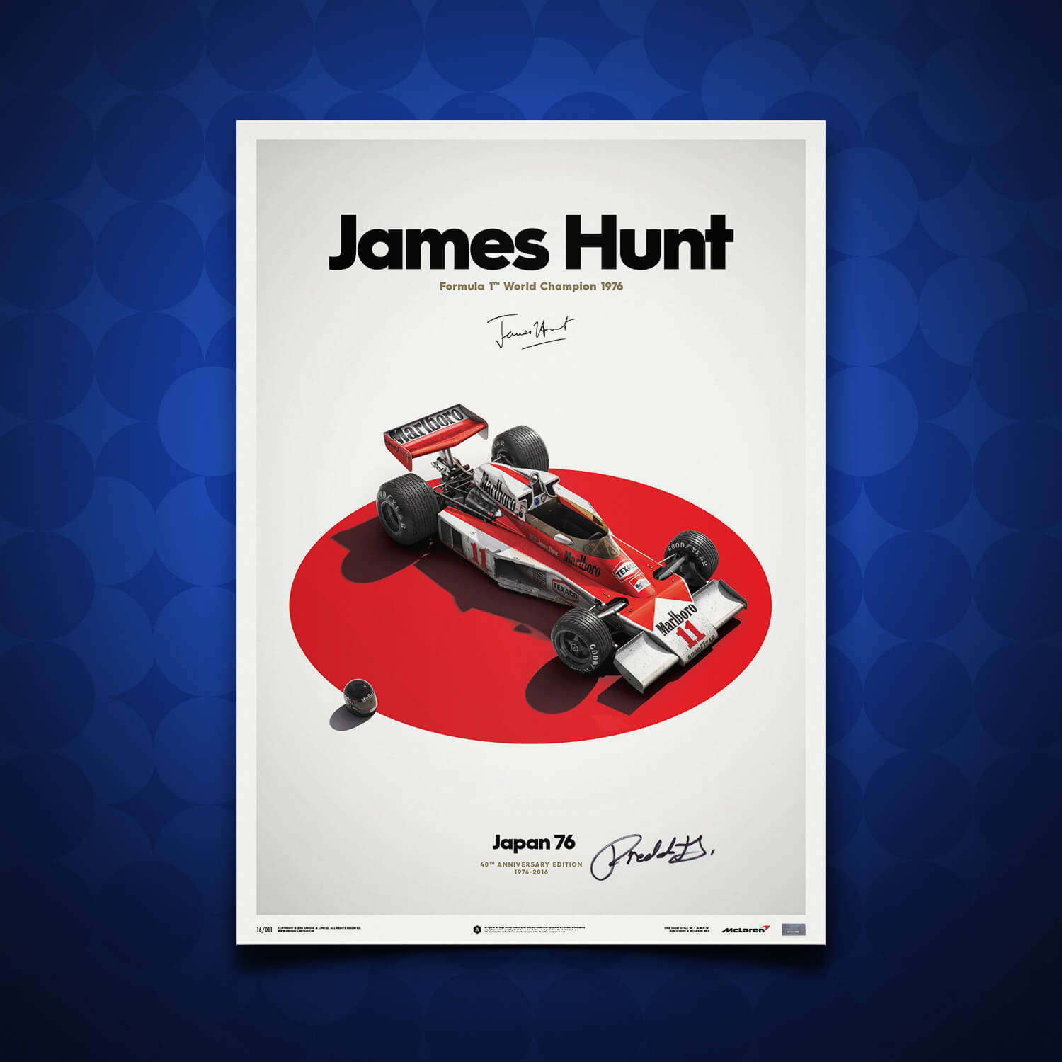 Signed by Freddie Hunt | 1976 James Hunt McLaren M23 Japanese GP | Japan Poster